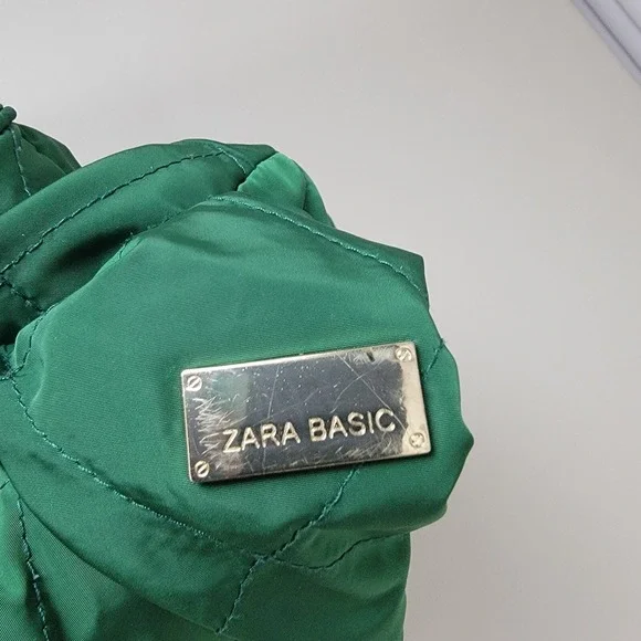 Zara Basic Full Zip Jackets Womens M Green Long Sleeve Pockets Stand Up Collar - Picture 2 of 13